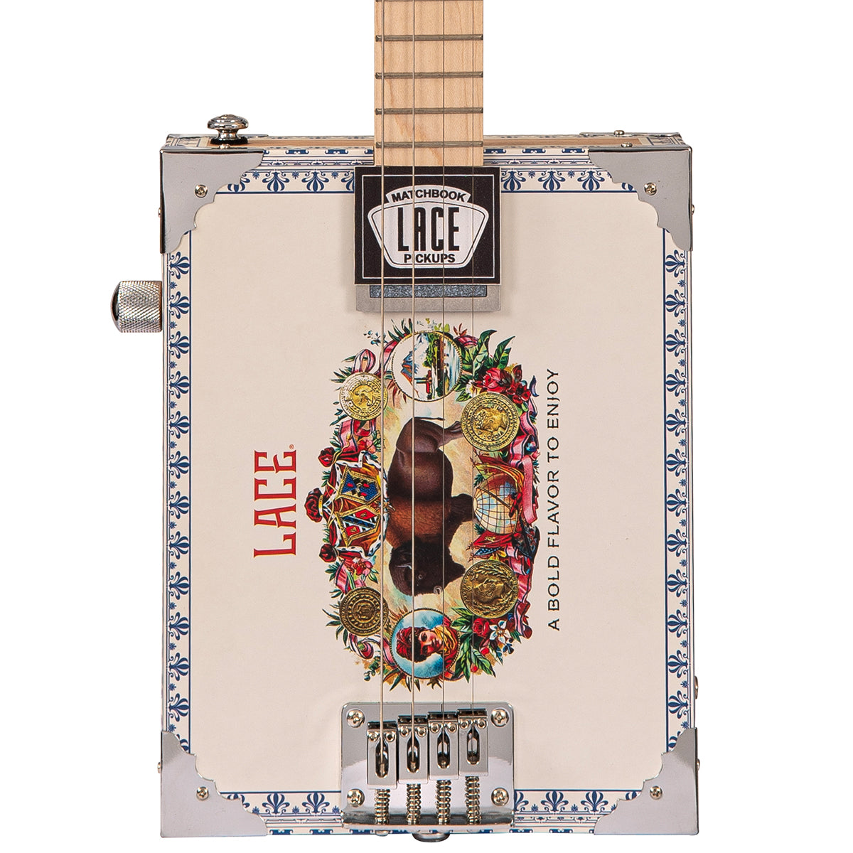 Lace Cigar Box Electric Guitar ~ 4 String ~ Buffalo Bill