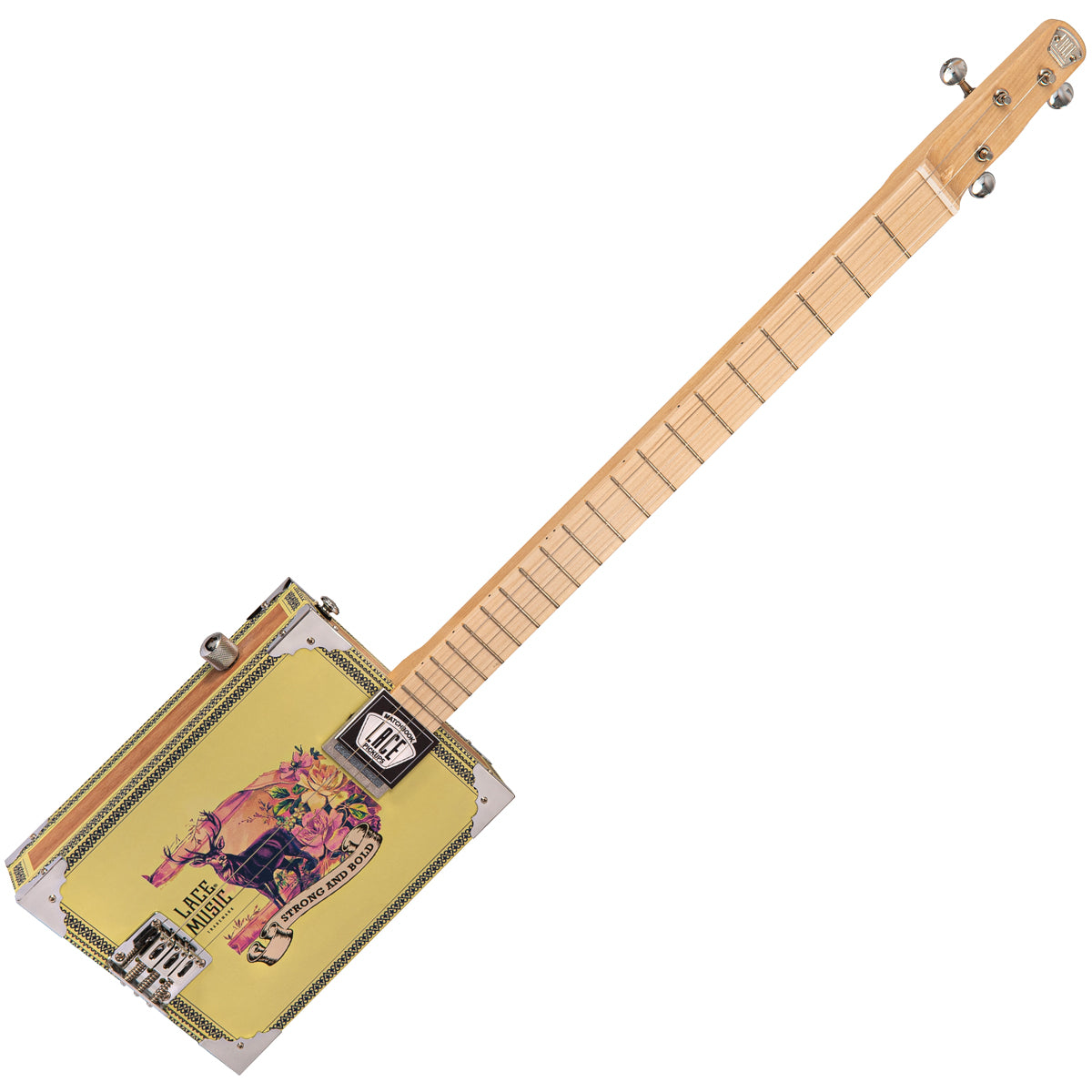 Lace Cigar Box Electric Guitar ~ 3 String ~ Deer Crossing