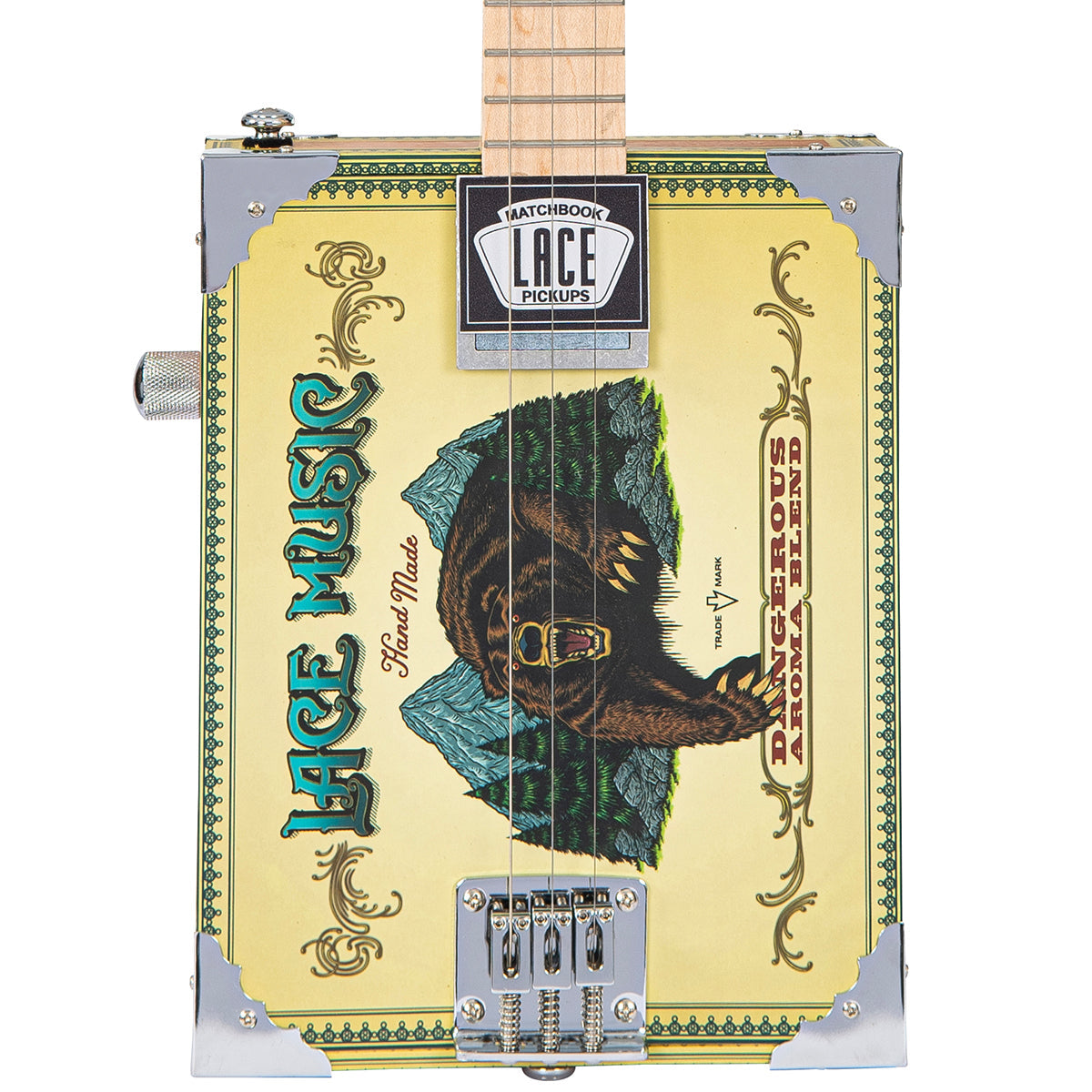 Lace Cigar Box Electric Guitar ~ 3 String ~ Grizzly Bear