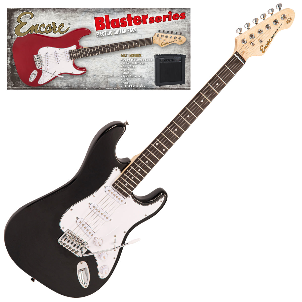 Encore Blaster E60 Electric Guitar Pack | Gloss Black