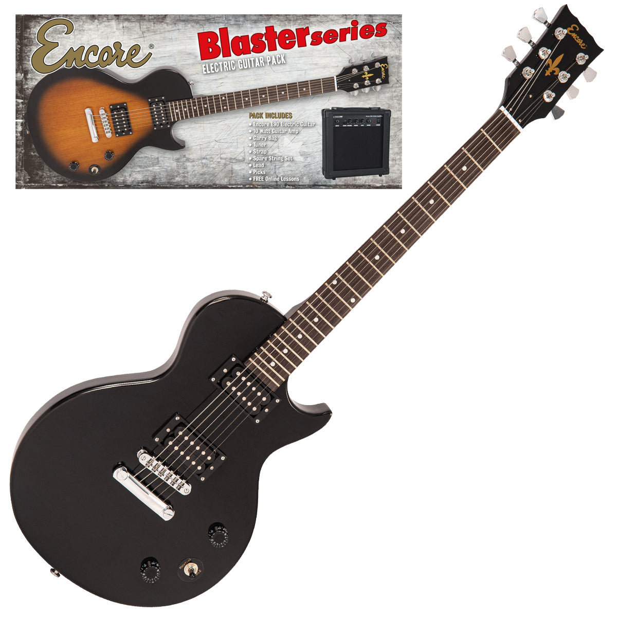 Encore Blaster E90 Electric Guitar Pack | Gloss Black