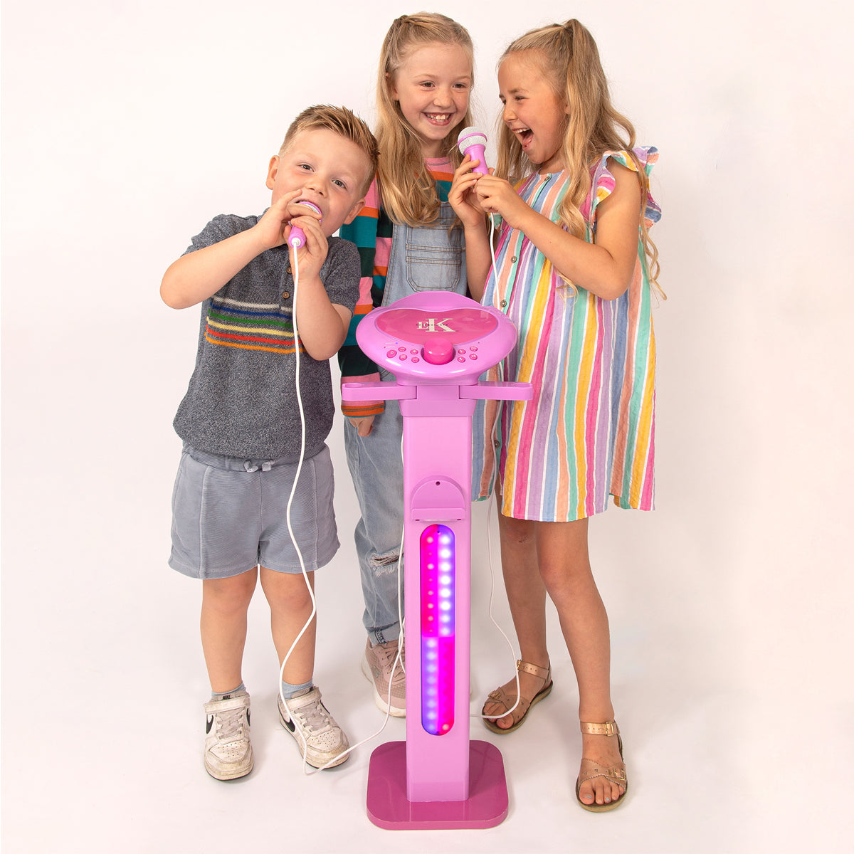 Easy Karaoke Bluetooth® Kids Singalong Pedestal Karaoke Machine ~ Pink