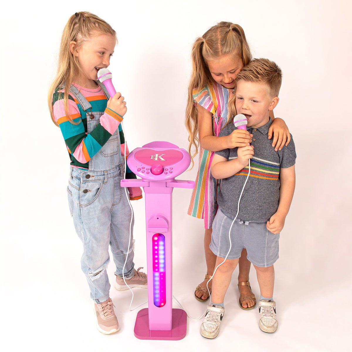 Easy Karaoke Bluetooth® Kids Singalong Pedestal Karaoke Machine ~ Pink