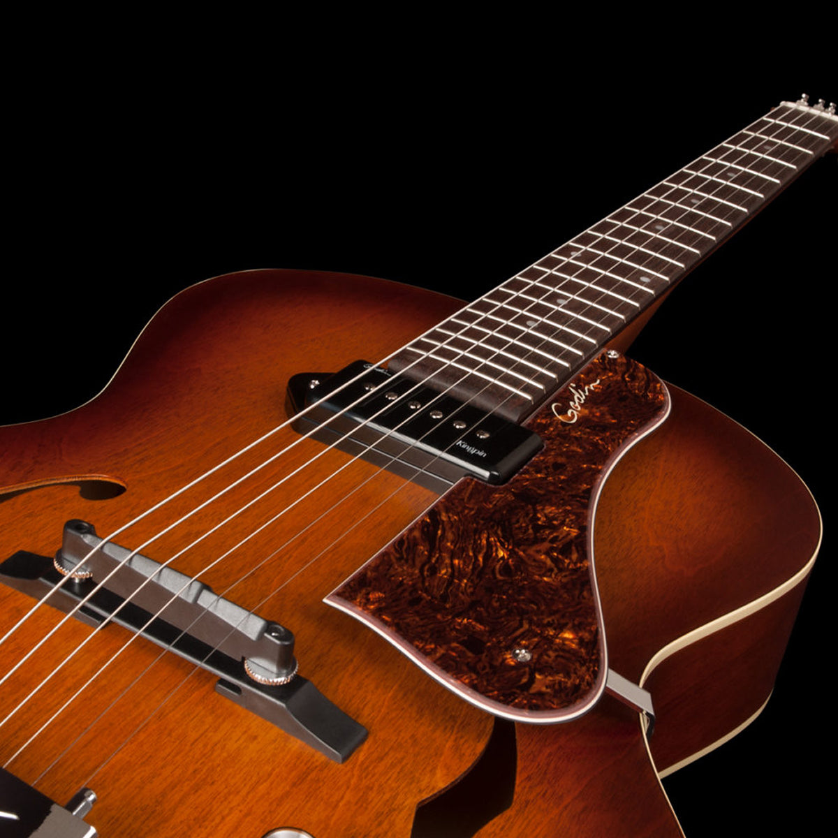 Godin 5th Avenue P90 Semi-Acoustic Guitar | Cognac Burst Kingpin