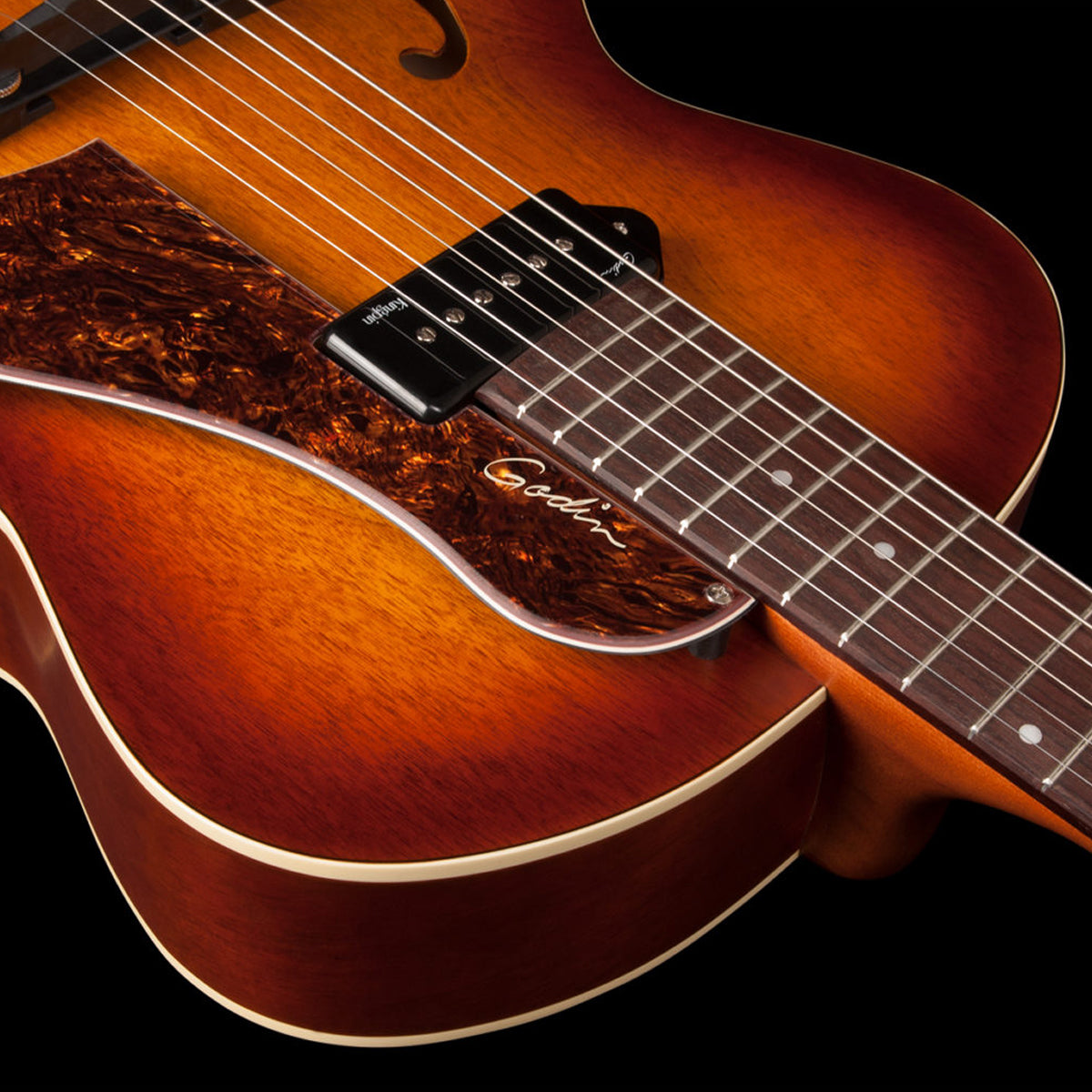 Godin 5th Avenue P90 Semi-Acoustic Guitar | Cognac Burst Kingpin