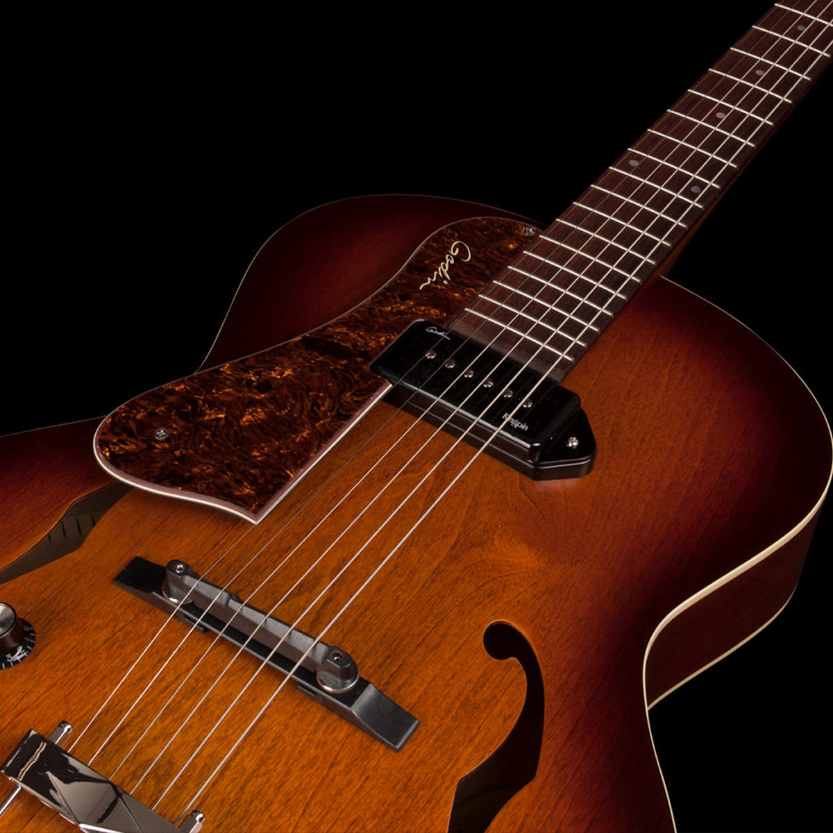 Godin 5th Avenue P90 Semi-Acoustic Guitar | Left Hand | Cognac Burst Kingpin