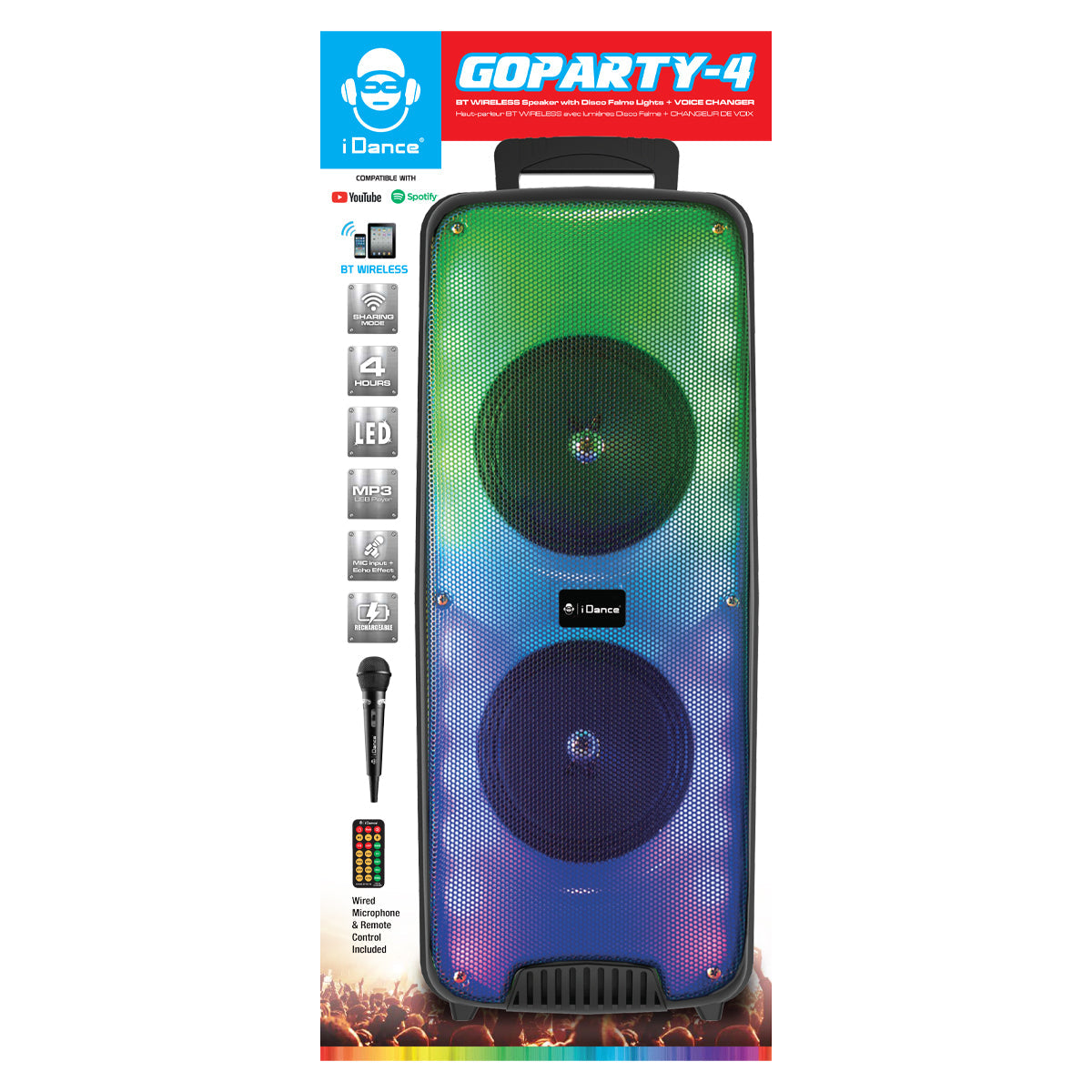 iDance BT Wireless Speaker with Disco Flame Lights + Voice Changer