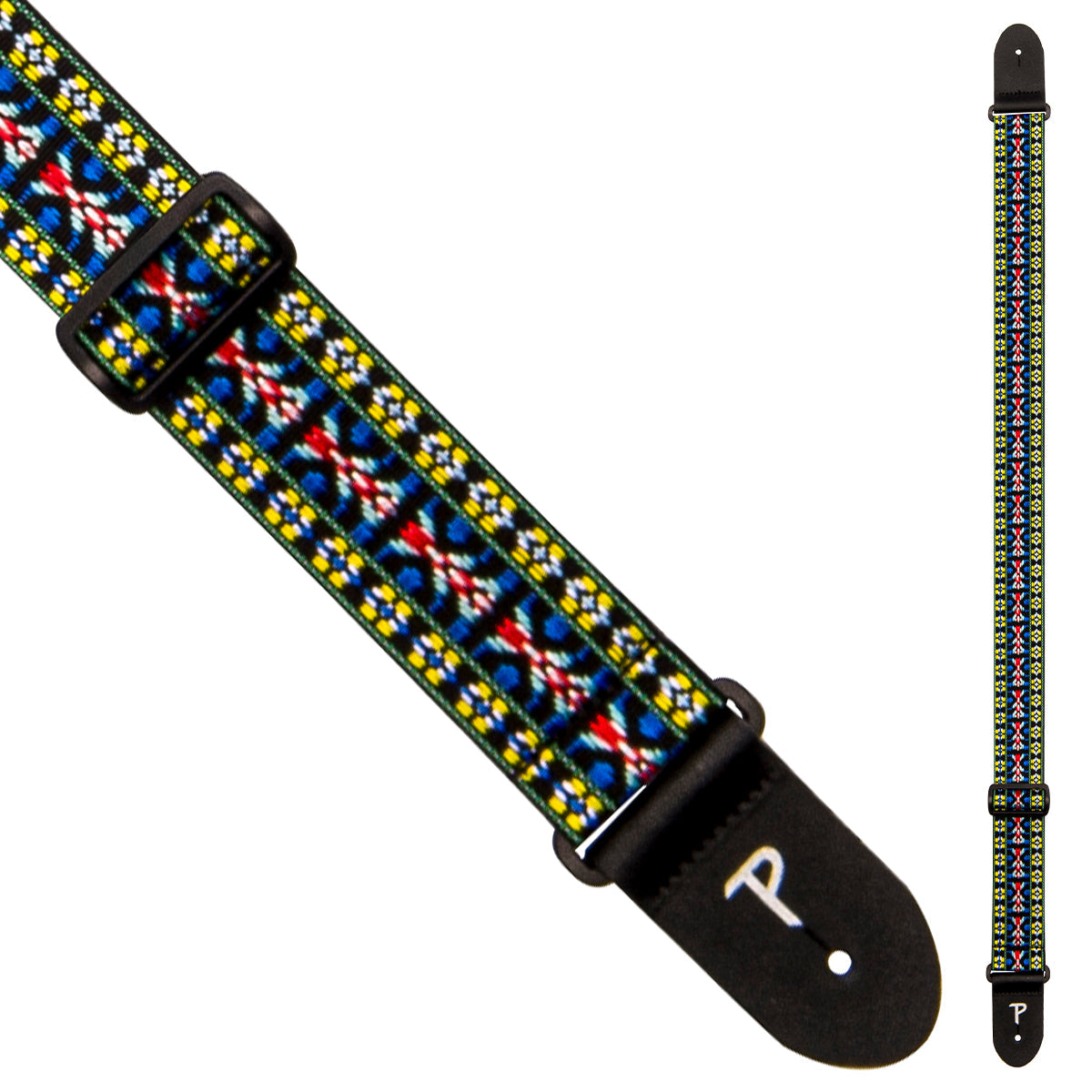 Perri's 2" Retro Hootenanny Poly Guitar Strap - Blue Yellow Red