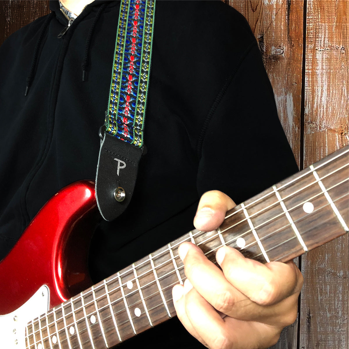 Perri's 2" Retro Hootenanny Poly Guitar Strap - Blue Yellow Red