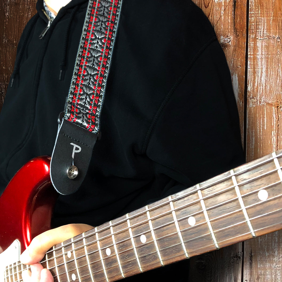 Perri's 2" Retro Hootenanny Poly Guitar Strap - Silver Red