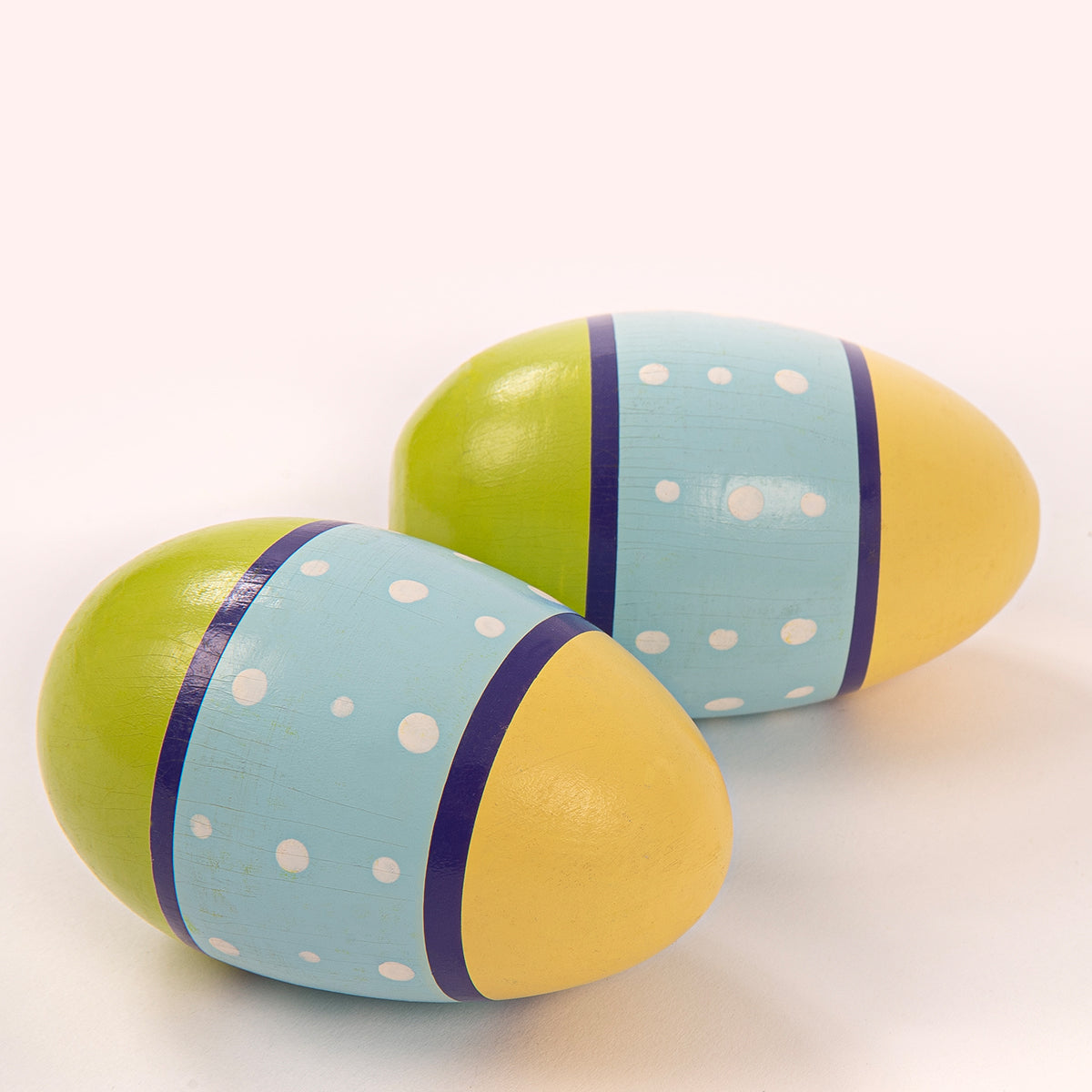 PP World 'Early Years' Wooden Egg Shakers ~ Pair ~ Yellow/Blue/Green