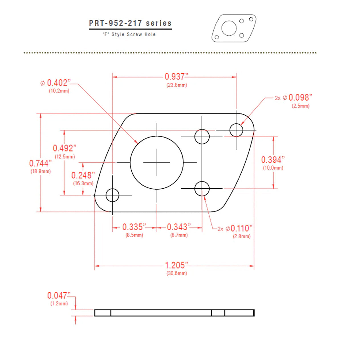 GraphTech Ratio Plate For F-Style Screw Hole ~ Nickel (1pc)