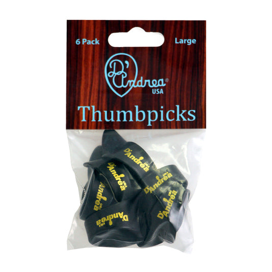 D'Andrea Large Thumb Pick Pack - Black | 6 Picks