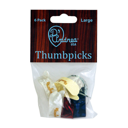 D'Andrea Large Thumb Pick Pack ~ Deluxe Colours ~ 6 Picks