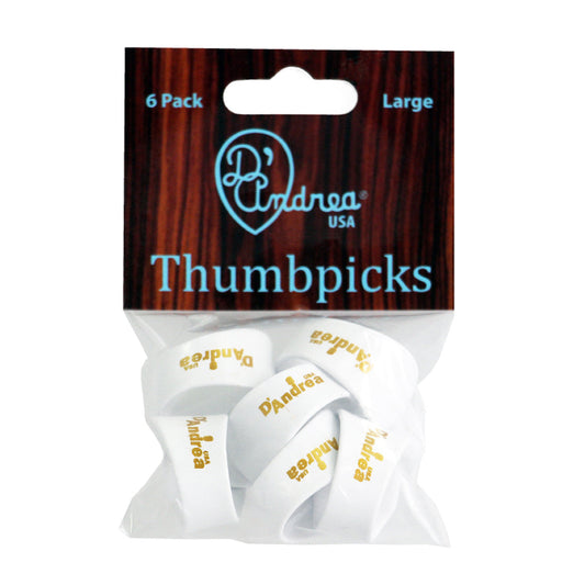 D'Andrea Large Thumb Pick Pack - White | 6 Picks