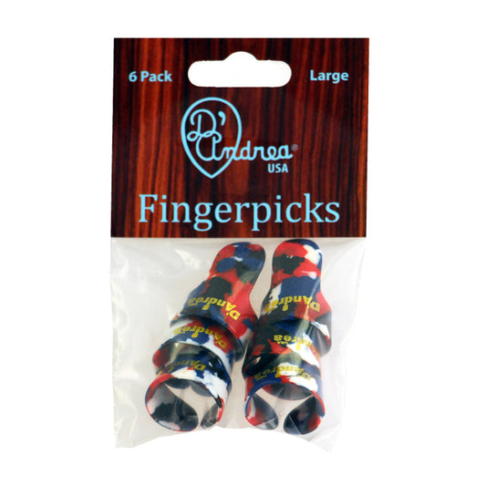 D'Andrea Large Finger Pick Pack ~ Multi-Colour ~ 6 Picks