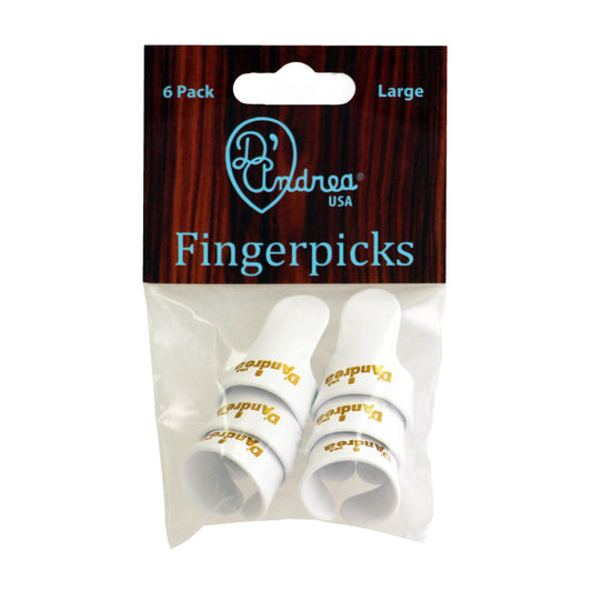 D'Andrea Large Finger Pick Pack | White | 6 Picks