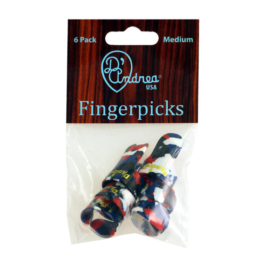 D'Andrea Medium Finger Pick Pack - Multi-Colour | 6 Picks