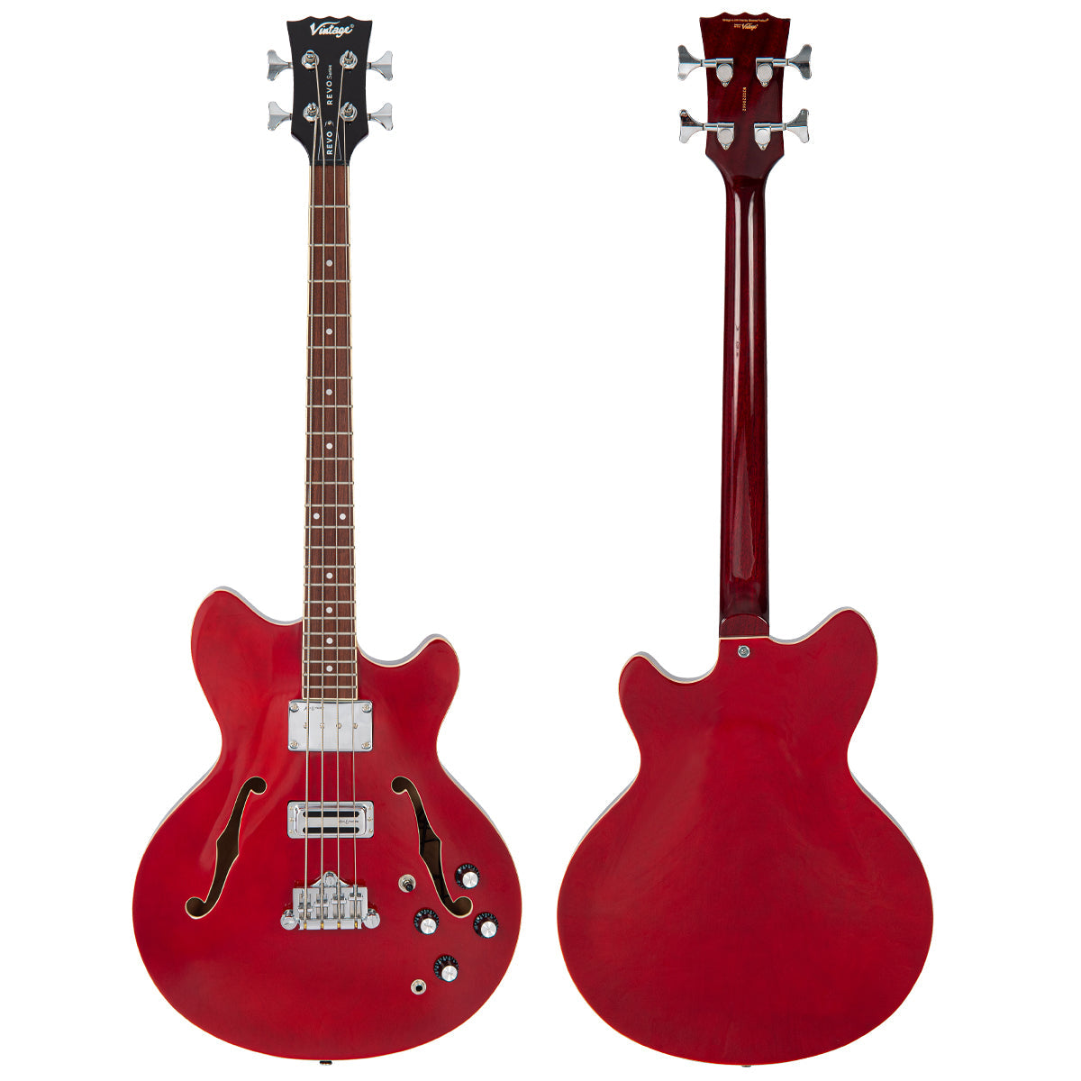 Cherry Red Vintage REVO Series 'Supreme' Semi Acoustic Bass