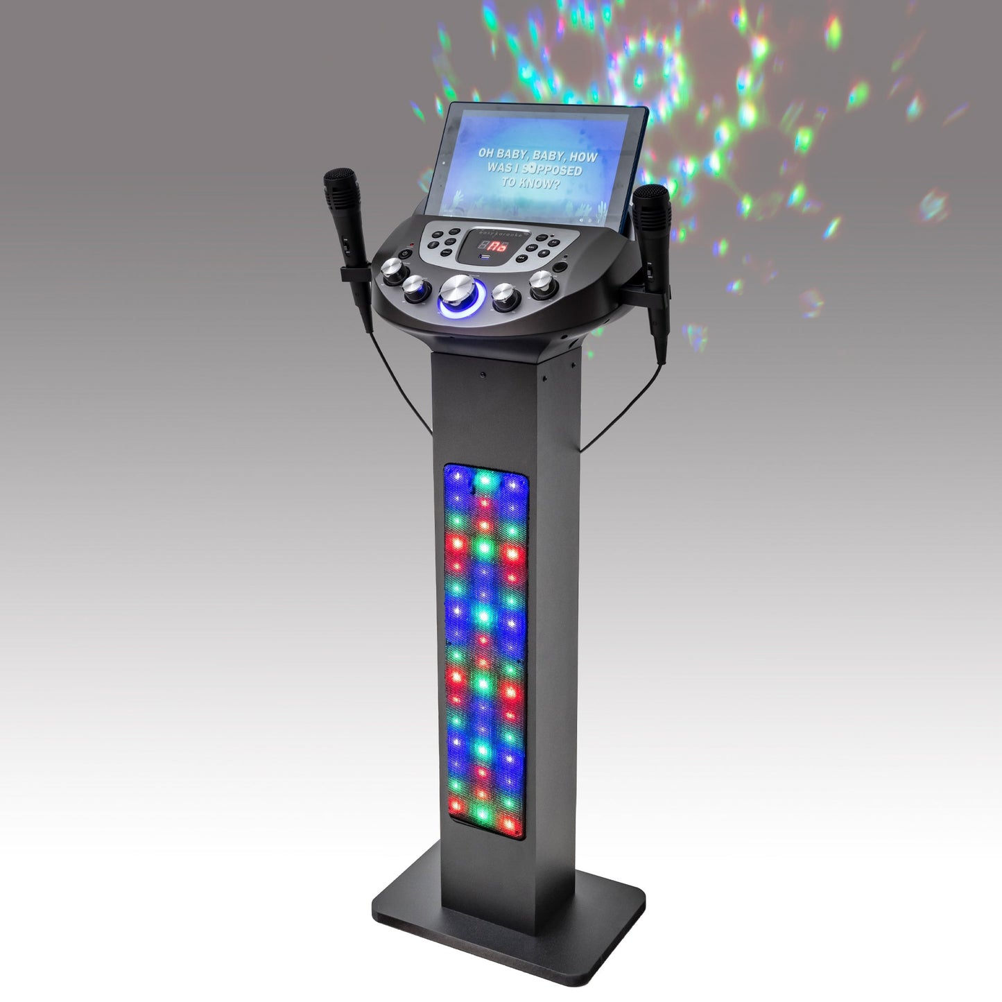 Easy Karaoke Smart Bluetooth® Pedestal Karaoke System with Light Effects + 2 Mics