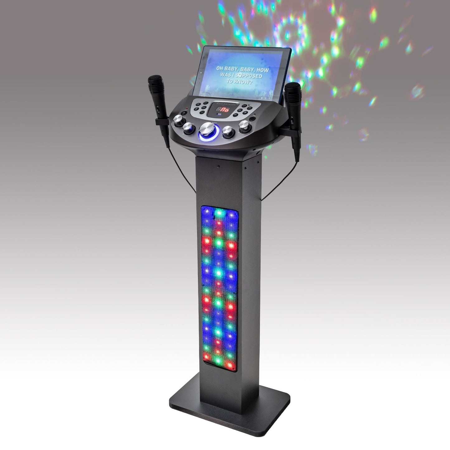 Easy Karaoke Smart Bluetooth® Pedestal Karaoke System with Light Effects + 2 Mics