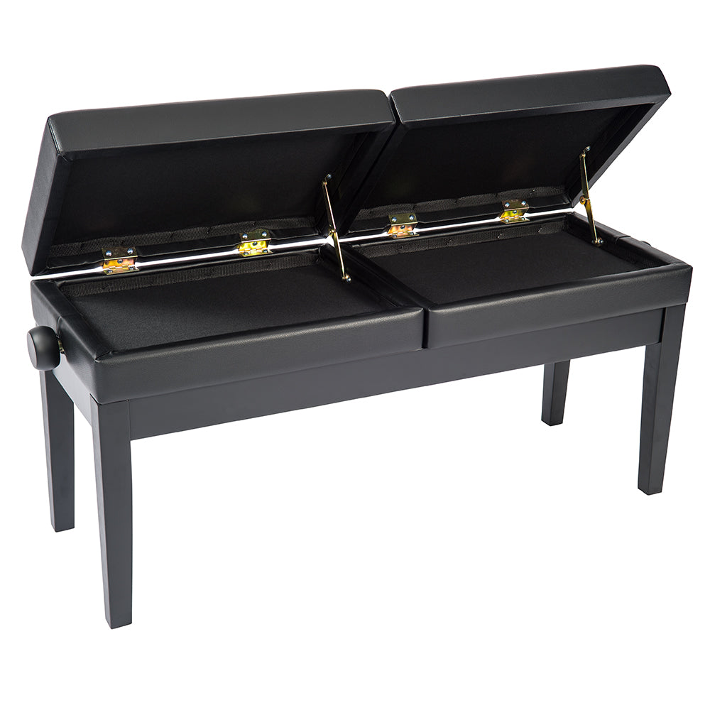 Kinsman Double Adjustable Piano Bench with Storage ~ Satin Black