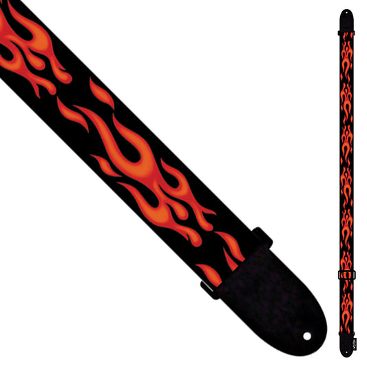 Perri's Polyester/Webbing Guitar Strap - Red Flames