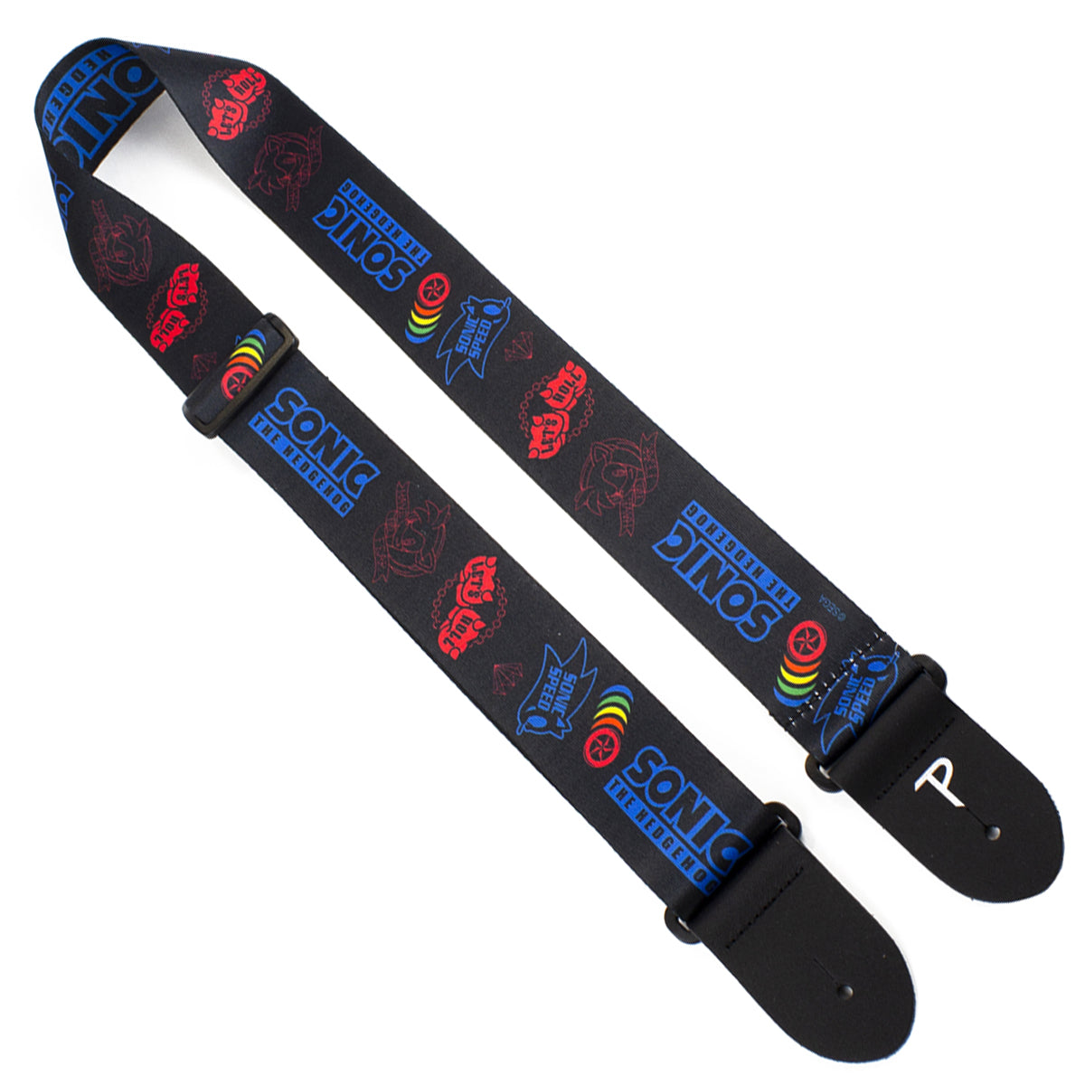 Perri's Official Sonic The Hedgehog Polyester 2" Guitar Strap | Black/Blue/Red