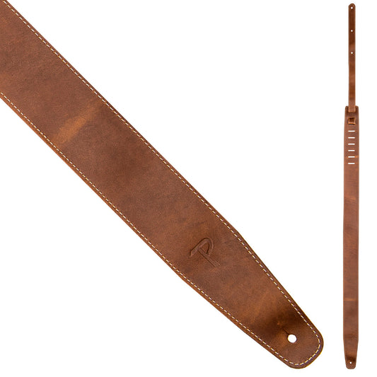 Perri's 2.5" Baseball Leather Guitar Strap - Brown