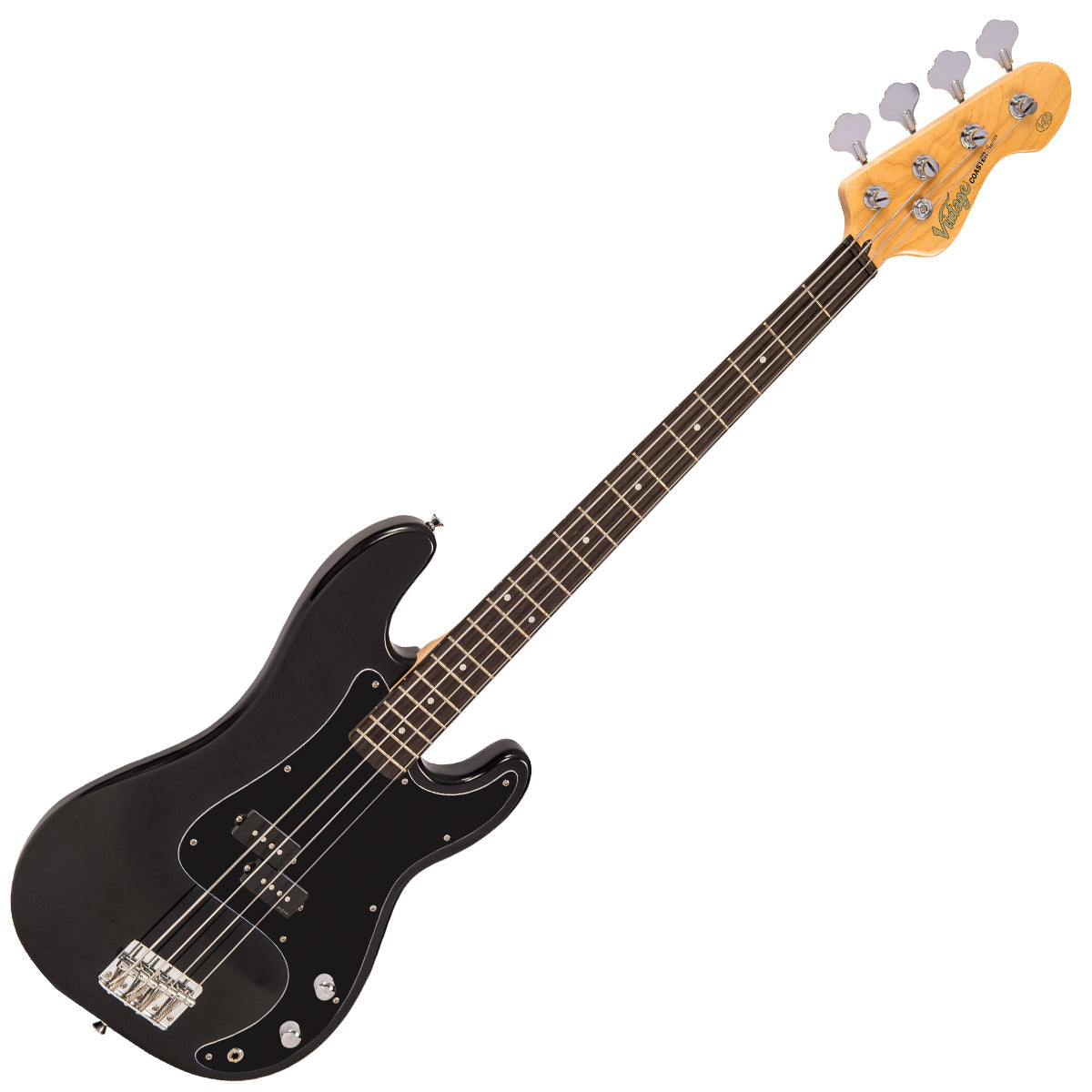 Vintage V40 Coaster Series Bass Guitar | Gloss Black