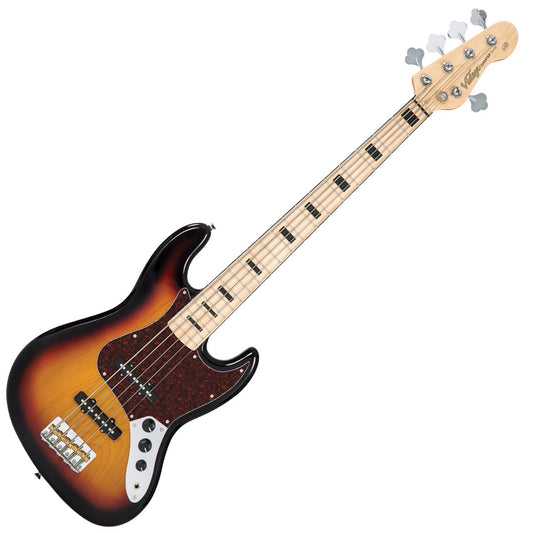 Vintage V495 Coaster Series 5-String Bass Guitar | 3 Tone Sunburst