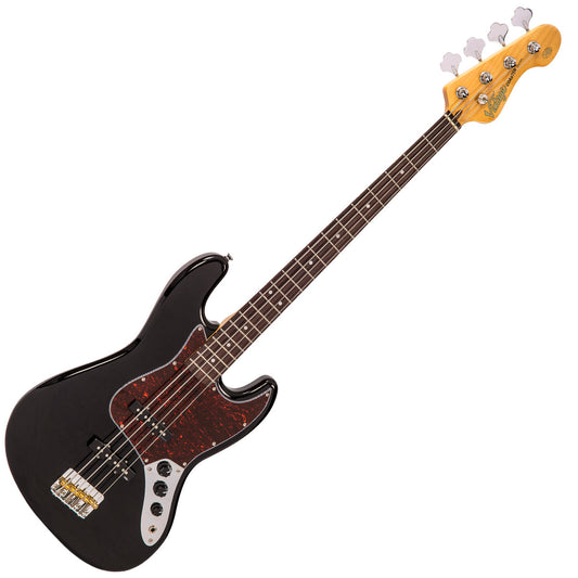 Vintage V49 Coaster Series Bass Guitar | Gloss Black