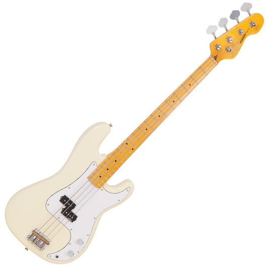 Vintage V4 Re-Issued Maple Fingerboard Bass | Vintage White