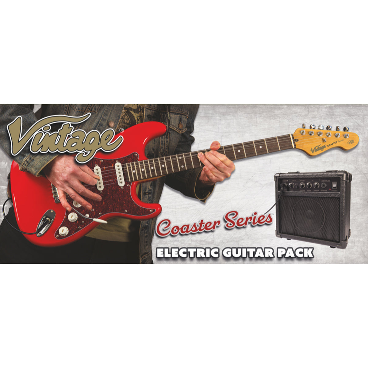 Vintage V60 Coaster Series Electric Guitar Pack | Gloss Red