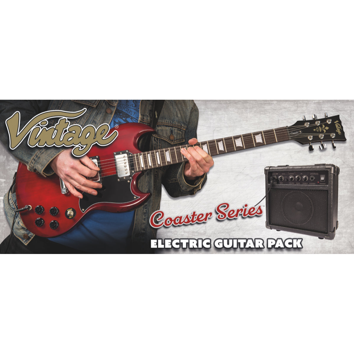 Vintage V69 Coaster Series Electric Guitar Pack | Cherry Red