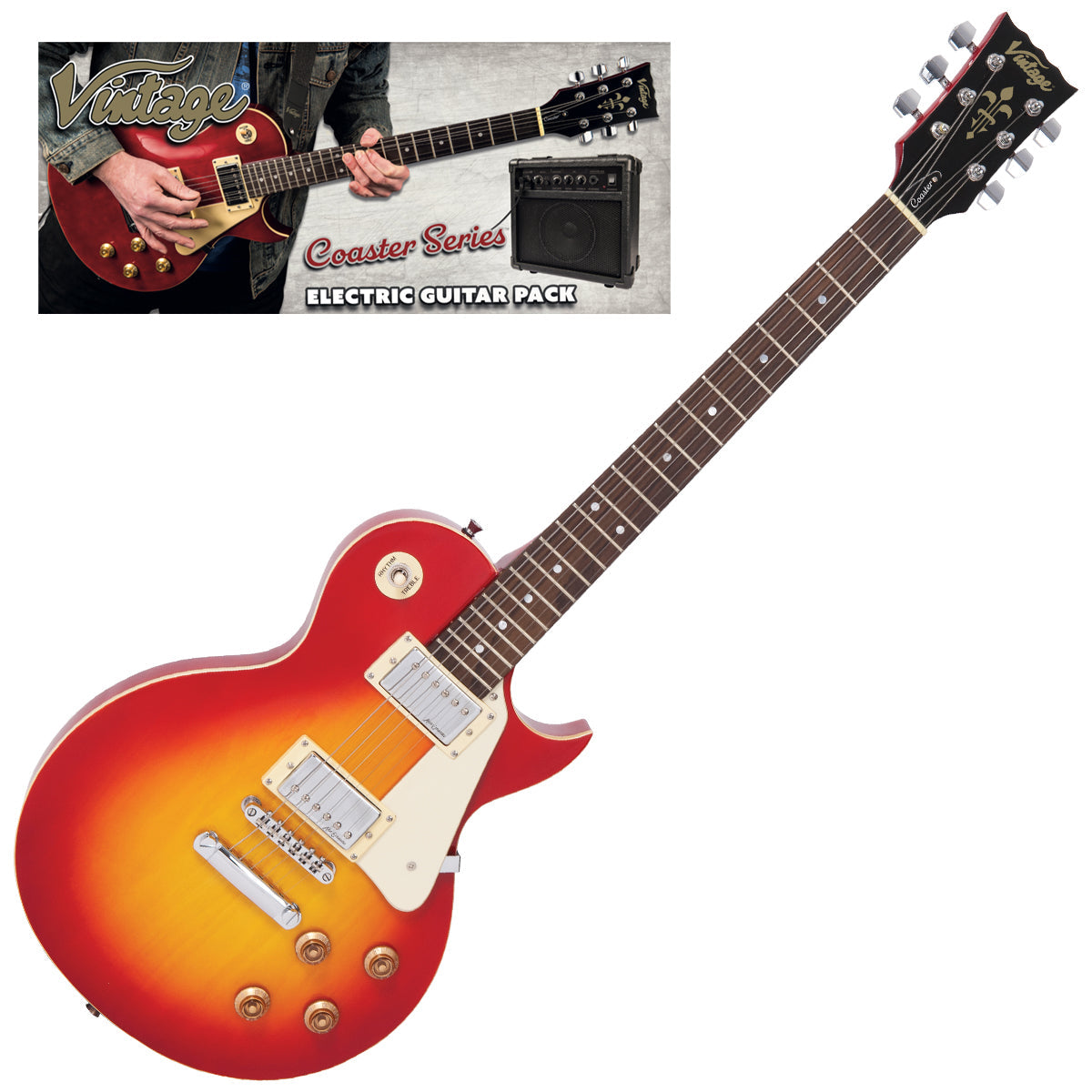 Vintage V10 Coaster Series Electric Guitar Pack | Cherry Sunburst