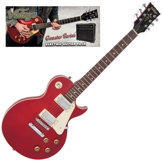 Vintage V10 Coaster Series Electric Guitar Pack | Wine Red