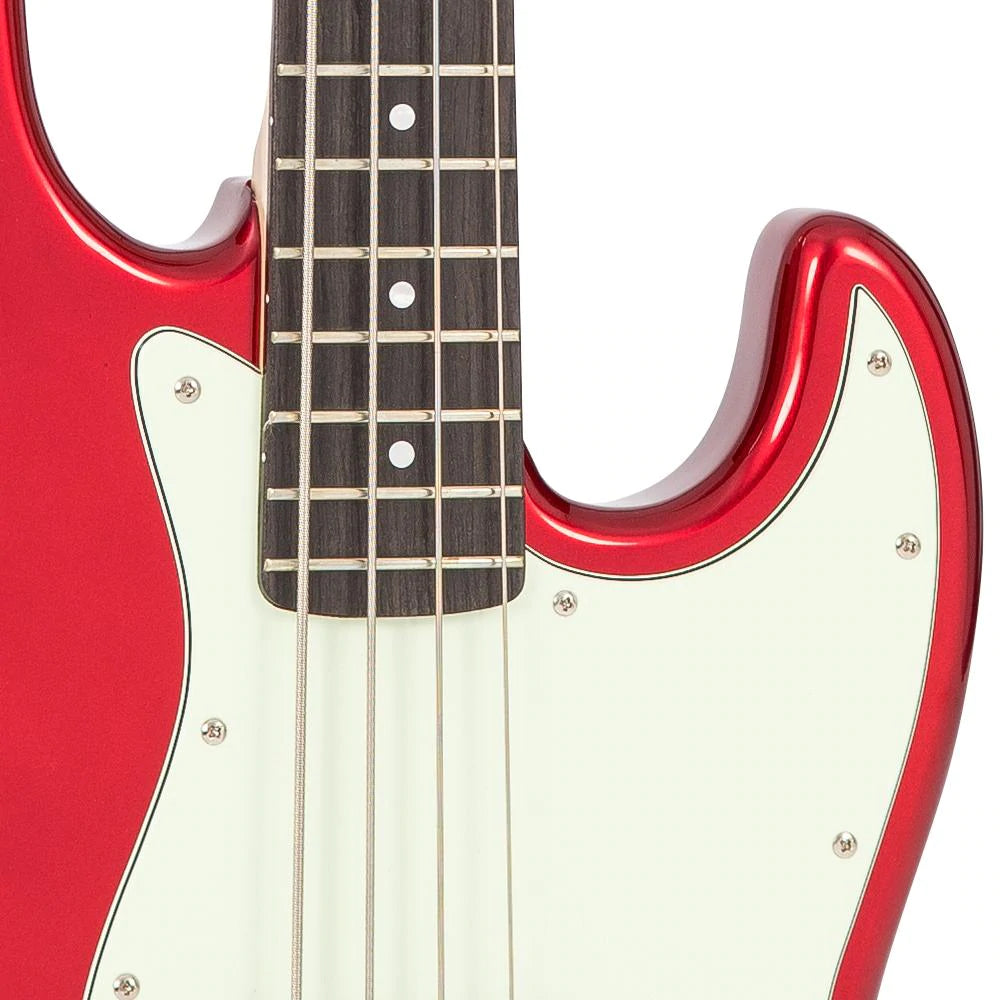 Vintage VJ74 Reissued Bass Guitar | Candy Apple Red