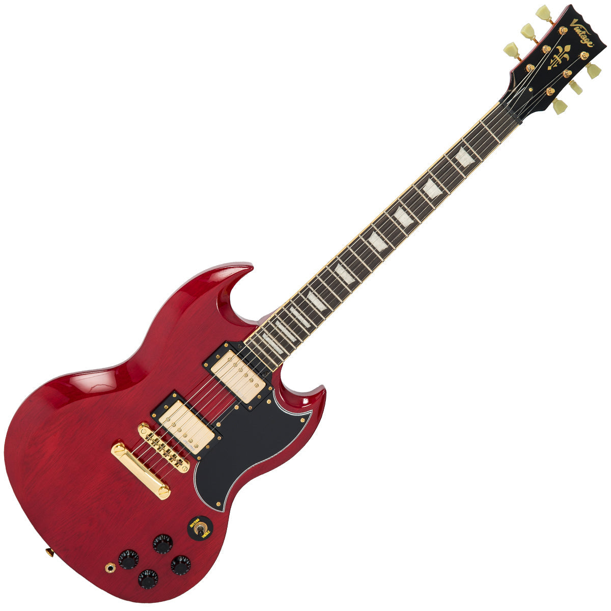 Vintage VS6 ReIssued Electric Guitar ~ Cherry Red/Gold Hardware