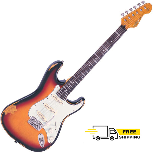 Vintage V6 ICON Electric Guitar | Distressed Sunburst