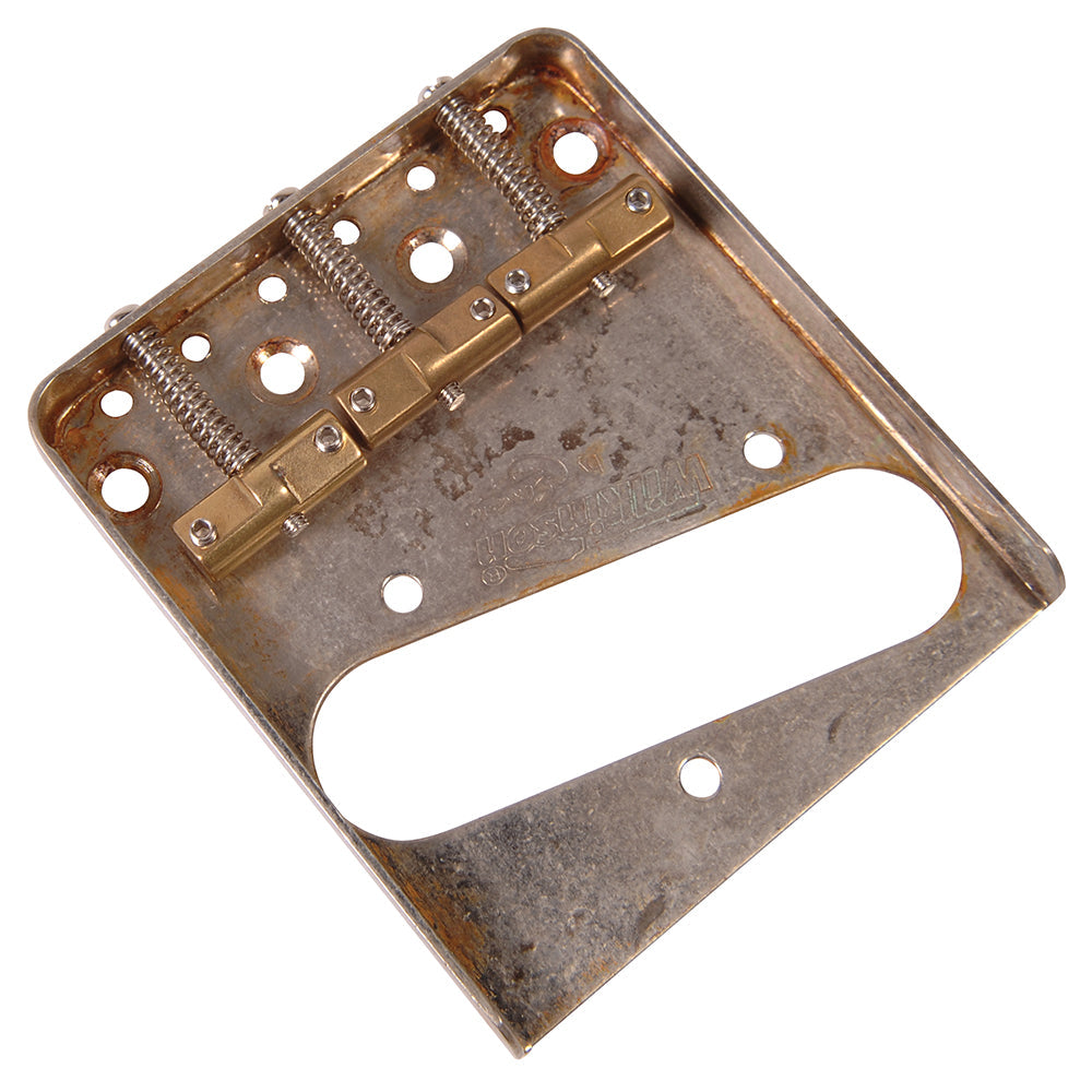 Wilkinson Classic 3-Saddle Guitar Bridge | Distressed Chrome